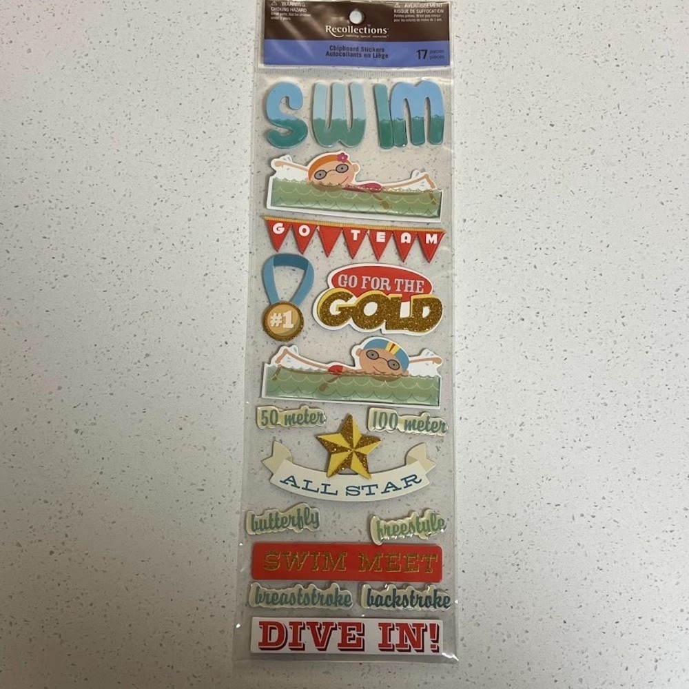 Recollections Swim Theme Scrapbook Sticker‎ Sheet